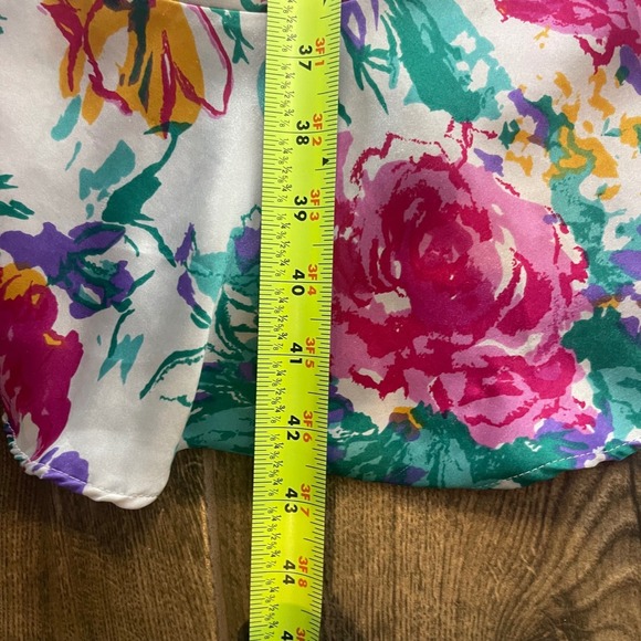 Vintage Satin Slip Dress 80s Floral Lace Ruffle Coquette Fairy Garden Party Midi - Picture 10 of 10